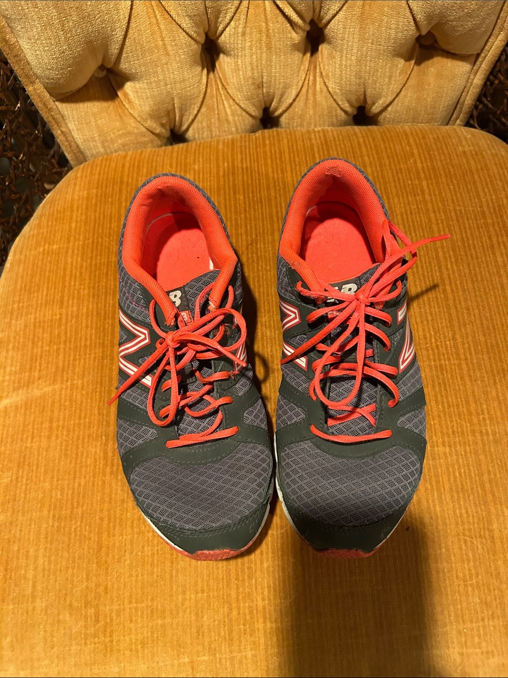 New Balance Gray with Coral Laces Women's Athletic Sneakers